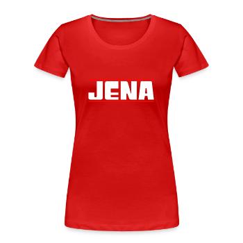 Jena - Frauen Premium Bio T-Shirt - Rot - Vorne - Mia (176cm)