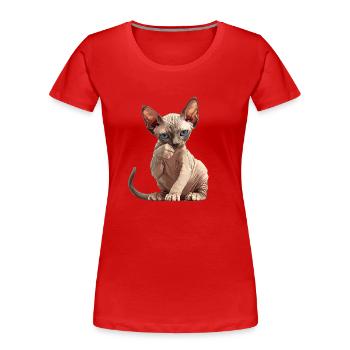 Chaton Sphynx Chat Sphynx - T-shirt bio Premium Femme - rouge - Devant - Mia (176cm)