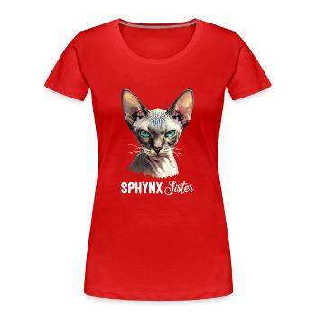 Chaton Sphynx Chat Sphynx - T-shirt bio Premium Femme - rouge - Devant - Mia (176cm)
