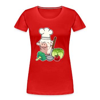 Schwein Ferkel Sau Schweinchen Gemüse Koch - Frauen Premium Bio T-Shirt - Rot - Vorne - Mia (176cm)