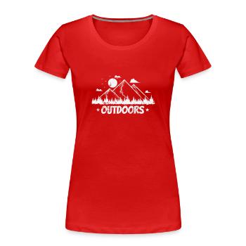 Gebirge mit Mond Outdoors Wandern Hobby - Frauen Premium Bio T-Shirt - Rot - Vorne - Mia (176cm)