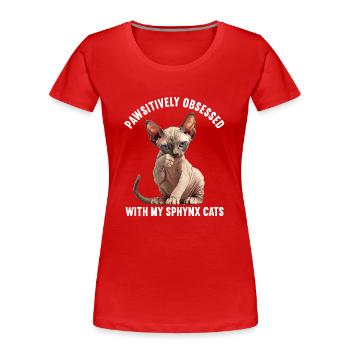 Chaton Sphynx Chat Sphynx - T-shirt bio Premium Femme - rouge - Devant - Mia (176cm)