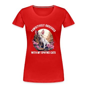 Chaton Sphynx Chat Sphynx - T-shirt bio Premium Femme - rouge - Devant - Mia (176cm)