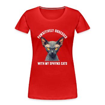 Chaton Sphynx Chat Sphynx - T-shirt bio Premium Femme - rouge - Devant - Mia (176cm)