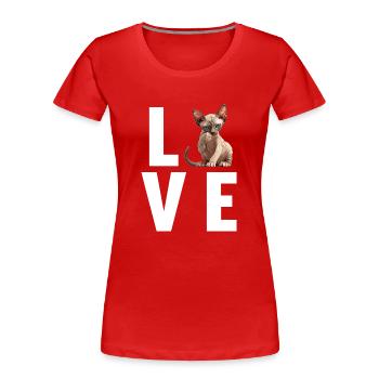 Chaton Sphynx Chat Sphynx - T-shirt bio Premium Femme - rouge - Devant - Mia (176cm)