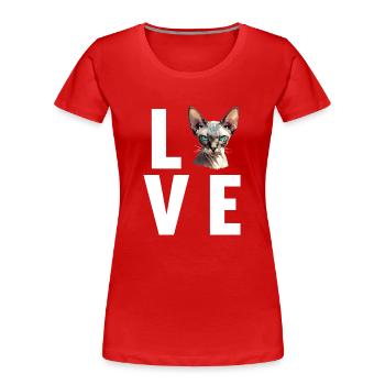 Chaton Sphynx Chat Sphynx - T-shirt bio Premium Femme - rouge - Devant - Mia (176cm)