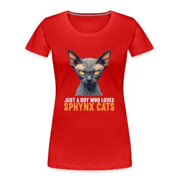 Chaton Sphynx Chat Sphynx - T-shirt bio Premium Femme - rouge - Devant - Mia (176cm)