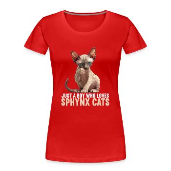 Chaton Sphynx Chat Sphynx - T-shirt bio Premium Femme - rouge - Devant - Mia (176cm)