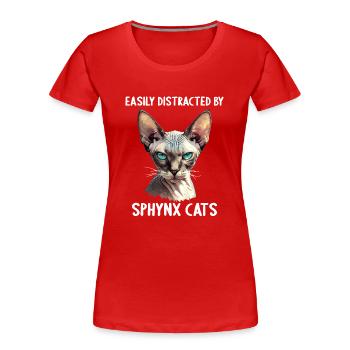 Chaton Sphynx Chat Sphynx - T-shirt bio Premium Femme - rouge - Devant - Mia (176cm)