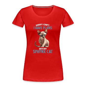 Chaton Sphynx Chat Sphynx - T-shirt bio Premium Femme - rouge - Devant - Mia (176cm)