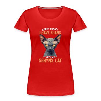 Chaton Sphynx Chat Sphynx - T-shirt bio Premium Femme - rouge - Devant - Mia (176cm)