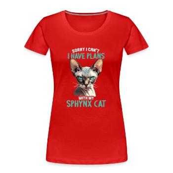 Chaton Sphynx Chat Sphynx - T-shirt bio Premium Femme - rouge - Devant - Mia (176cm)