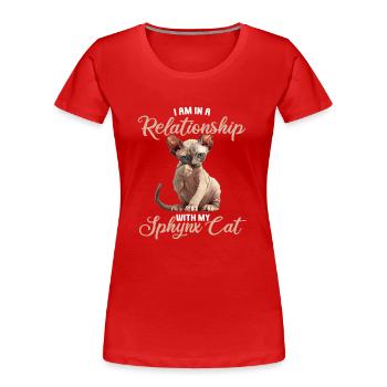 Chaton Sphynx Chat Sphynx - T-shirt bio Premium Femme - rouge - Devant - Mia (176cm)
