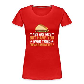 Discover the world of sandwich mastery - Women's Premium Organic T-Shirt - red - Front - Mia (176cm)