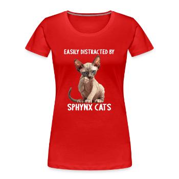 Chaton Sphynx Chat Sphynx - T-shirt bio Premium Femme - rouge - Devant - Mia (176cm)