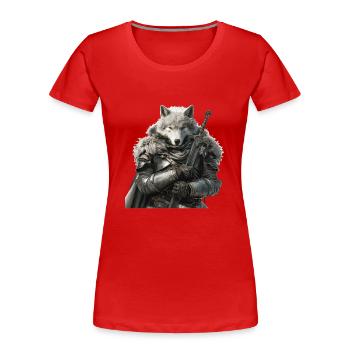 Wolf Knight Moyen Âge - T-shirt bio Premium Femme - rouge - Devant - Mia (176cm)