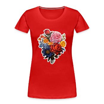 Bouquet de fleurs - T-shirt bio Premium Femme - rouge - Devant - Mia (176cm)