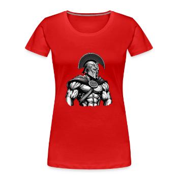 Spartaner Gladiator Muskeln - Frauen Premium Bio T-Shirt - Rot - Vorne - Mia (176cm)