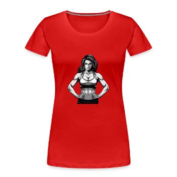 Frau Muskeln Girl Fitness - Frauen Premium Bio T-Shirt - Rot - Vorne - Mia (176cm)