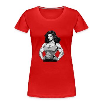 Frau Fitness Muskeln Gym Girl - Frauen Premium Bio T-Shirt - Rot - Vorne - Mia (176cm)