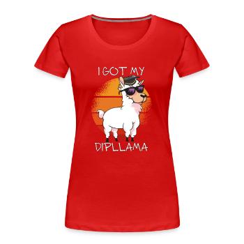 Ich habe meine Dipllama LLama Lover Vintage School - Frauen Premium Bio T-Shirt - Rot - Vorne - Mia (176cm)