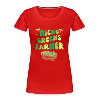 MICROGREENS LANDWIRT | Urban Gardening Sprossen - Frauen Premium Bio T-Shirt - Rot - Vorne - Mia (176cm)