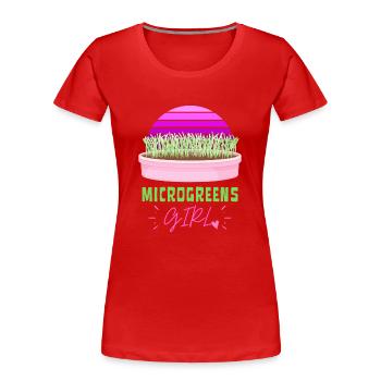FILLE MICROGREENS | Germes de jardinage urbain - T-shirt bio Premium Femme - rouge - Devant - Mia (176cm)