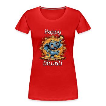 Joyeux Diwali - T-shirt bio Premium Femme - rouge - Devant - Mia (176cm)