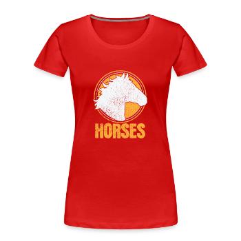 Cheval à crinière « Chevaux » - T-shirt bio Premium Femme - rouge - Devant - Mia (176cm)