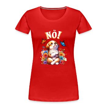 Chien drôle de dire non ! Pour les amoureux des chiens - T-shirt bio Premium Femme - rouge - Devant - Mia (176cm)