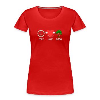 Peace Love Bonsai - Women's Premium Organic T-Shirt - red - Front - Mia (176cm)