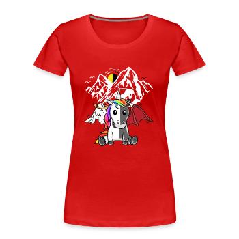 Einhorn Dämon Engel Teufel Satanisch Fabeltier - Frauen Premium Bio T-Shirt - Rot - Vorne - Mia (176cm)