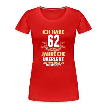 Mariage Aquarium Mariage 62 ans mariage - T-shirt bio Premium Femme - rouge - Devant - Mia (176cm)