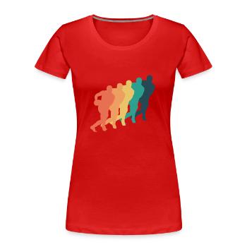 Retro Football Sport Spieler - Frauen Premium Bio T-Shirt - Rot - Vorne - Mia (176cm)