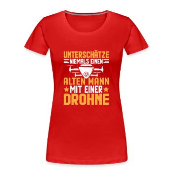 Drohne Drohnen Drohnenpilot Drone Pilot FPV UAV - Frauen Premium Bio T-Shirt - Rot - Vorne - Mia (176cm)