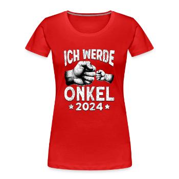 Je vais être oncle en 2024 - T-shirt bio Premium Femme - rouge - Devant - Mia (176cm)