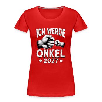Je serai oncle en 2027 - T-shirt bio Premium Femme - rouge - Devant - Mia (176cm)