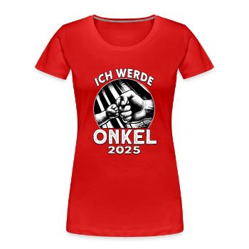 Je serai oncle en 2025 - T-shirt bio Premium Femme - rouge - Devant - Mia (176cm)