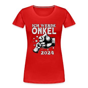 Je vais être oncle en 2024 - T-shirt bio Premium Femme - rouge - Devant - Mia (176cm)