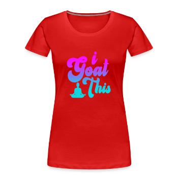 Je chèvre ce passionné de yoga - T-shirt bio Premium Femme - rouge - Devant - Mia (176cm)