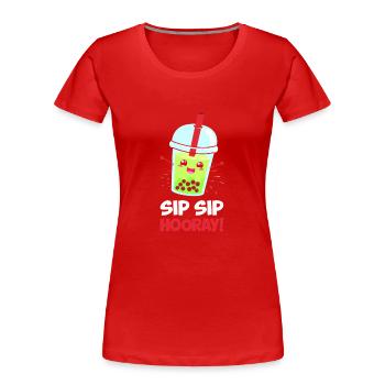Sip Sip Hourra - T-shirt bio Premium Femme - rouge - Devant - Mia (176cm)