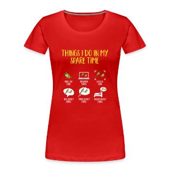 Molina Perruche Perroquet Perruche Oiseau Perruche - T-shirt bio Premium Femme - rouge - Devant - Mia (176cm)