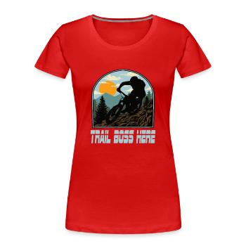 Downhill Mountain Bike Mtb Mountain Bike Biking - Women's Premium Organic T-Shirt - red - Front - Mia (176cm)