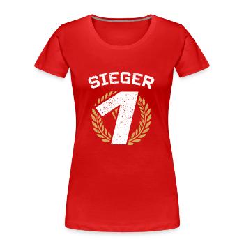 Turnier Sieger Gewinner Erster Platz Geschenk - Frauen Premium Bio T-Shirt - Rot - Vorne - Mia (176cm)
