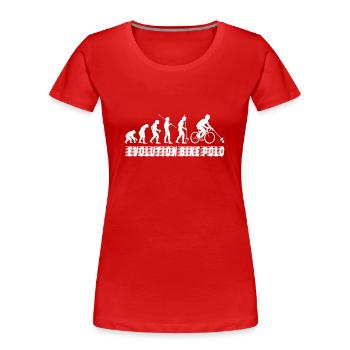 Vélo Cyclisme Polo Cycliste Vélo Evolution - T-shirt bio Premium Femme - rouge - Devant - Mia (176cm)