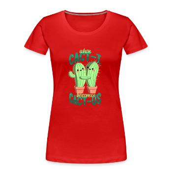 Verliebte Kakteen - Frauen Premium Bio T-Shirt - Rot - Vorne - Mia (176cm)