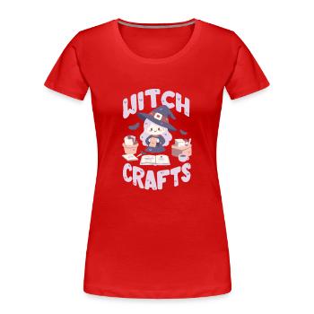 Hexerei ist, wenn die Hexe bastelt - Frauen Premium Bio T-Shirt - Rot - Vorne - Mia (176cm)