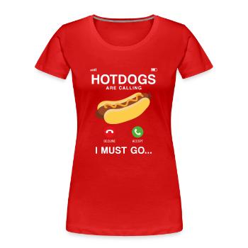 Hot Dog Adult Phone Display Hot - Frauen Premium Bio T-Shirt - Rot - Vorne - Mia (176cm)