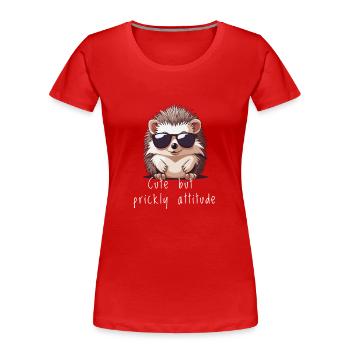 Cute Hedgehog Cute Hedgehog Gift - Women's Premium Organic T-Shirt - red - Front - Mia (176cm)