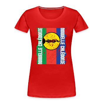 cadeau design kanak drapeau Nouvelle Calédonie - T-shirt bio Premium Femme - rouge - Devant - Mia (176cm)